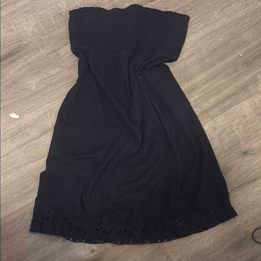 Elegant Navy Blue Strapless Dress